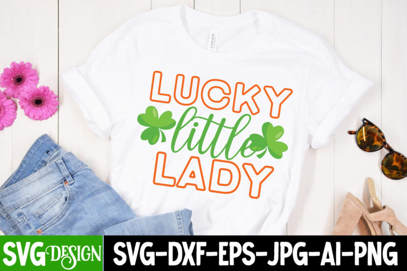 Lucky Little Lady T-Shirt Design, Lucky Little Lady SVG Cut File, St. Patrick's Day SVG Bundle, St Patrick's Day Quotes, Gnome SVG, Rainbow svg, Lucky SVG, St Patricks Day Rainbow,