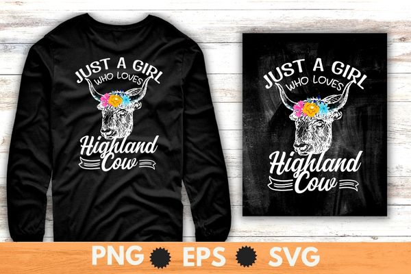 Just a Girl Who Loves Highland Cows shirt svg, Farmer, Cowgirl, Scottish Funny, Highland Cows girl-gifts, Farmer Cowgirl Scottish
