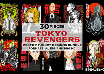 30 Tokyo Revengers Vector T-Shirt Designs Bundle #1