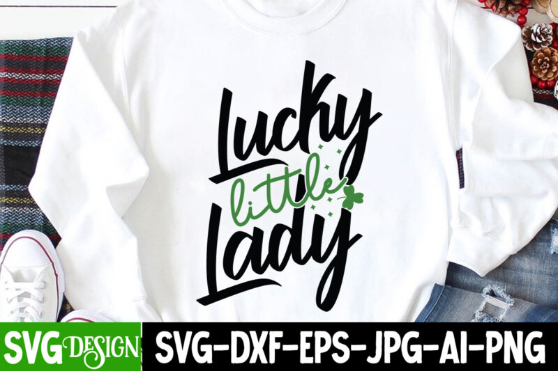 Lucky Little Lady T-Shirt Design, Lucky Little Lady SVG Cut File, St. Patrick's Day SVG Bundle, St Patrick's Day Quotes, Gnome SVG, Rainbow svg, Lucky SVG, St Patricks Day Rainbow,