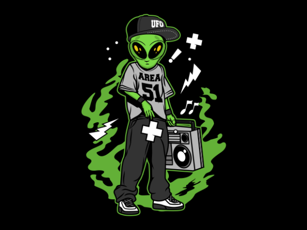 Alien area 51 cartoon t shirt vector