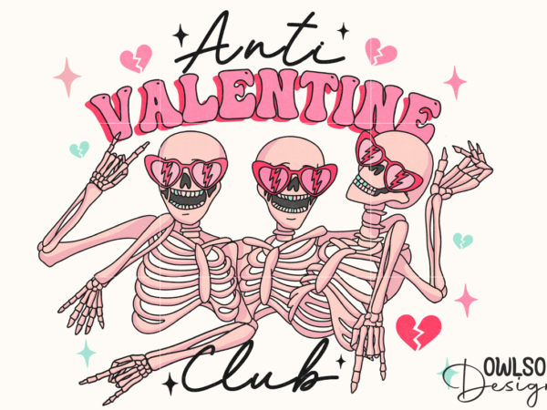 Anti valentine club funny skeletons png t shirt vector