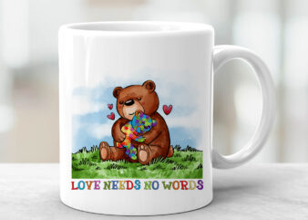 Autism Awareness Love Needs No Words Mama Bear Support NC 2801 t shirt vector