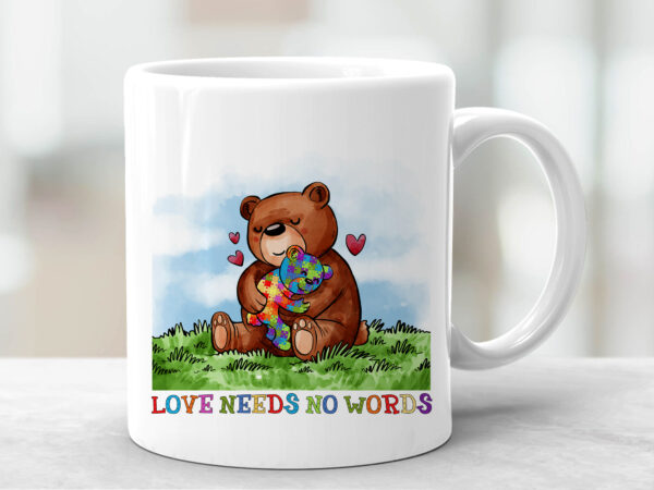 Autism awareness love needs no words mama bear support nc 2801 t shirt vector