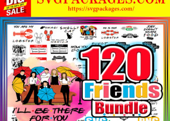https://svgpackages.com 120 Friends Bundle Svg, Friends Bundle, Friends Heart, Friends Quotes, Friends Font svg for Cricut, Lobster Svg, Instant Digital Download 857792701 graphic t shirt