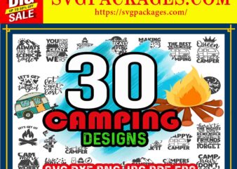 https://svgpackages.com Camping Bundle Designs, Queen of The Camper Cut File, King of The Camper, Let’s Go Explore, Happy Camper, Commercial Use, Instant Download 833004914