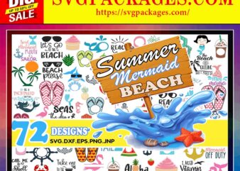 https://svgpackages.com Summer Bundle SVG, Beach Svg, Mermaid Svg, Summer Quotes Svg, Printable, Commercial Use, Instant Download 829249403 graphic t shirt