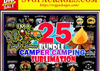 https://svgpackages.com 25 Camper Camping Sublimation Design Bundle PNG, Camper Png, Camp png, Graphic, Clip Art, Instant Digital Download, Adventure png 877166130