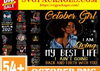 https://svgpackages.com Bundle 57 Designs October PNG, October Girls Png, A Queen Was Born In October Birthday PNG, In October We Wear Pink Png, Digital Download 868498130