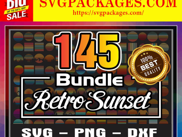 Https://svgpackages.com 145 bundle retro sunset designs, sunset svg, retro sunset clipart, vintage sunset png, rainbow svg, retro clipart for sunset lovers 863942779