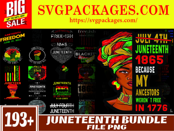 Https://svgpackages.com/ bundle 200+ juneteenth png, juneteenth black americans 1865 png, black history png, black flag pride png, freedom justice, digital download 1022400463 graphic t shirt