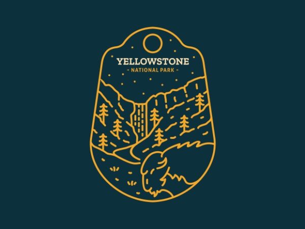 Yellowstone national park t shirt design template
