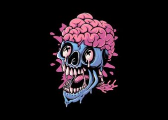 Skull Brain t shirt template vector