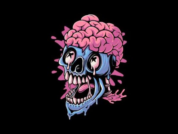 Skull brain t shirt template vector