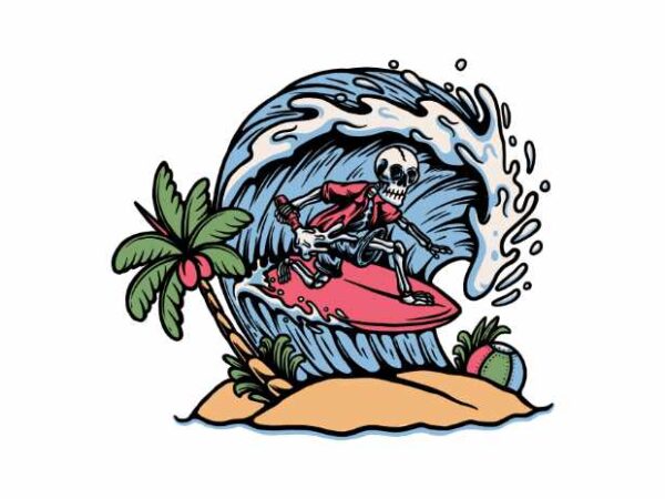 Death surfing t shirt vector illustration