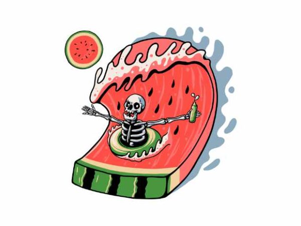 Watermelon wave t shirt design for sale