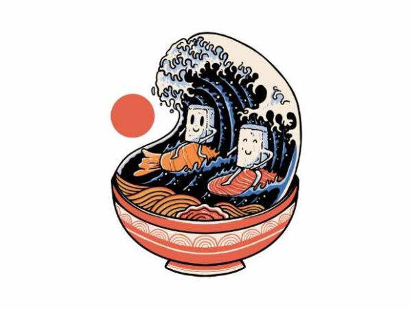 Cute ramen sushi t shirt vector file