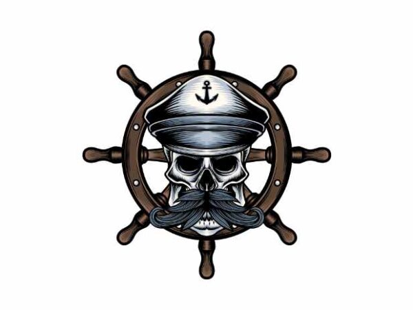 Skull captain t shirt template vector