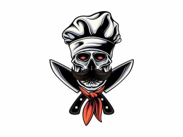 Skull chef t shirt template vector