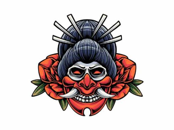Skull Geisha t shirt template vector Skull Geisha t shirt template vector