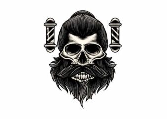 Skull Hair Style t shirt template vector