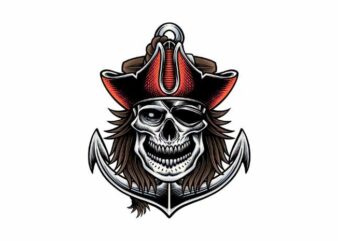 Skull Pirate t shirt template vector