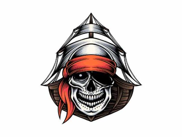 Skull pirate t shirt template vector
