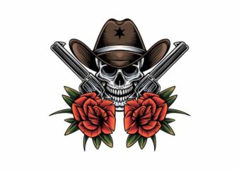 Skull Sheriff t shirt template vector