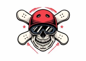 Skull Ski t shirt template vector