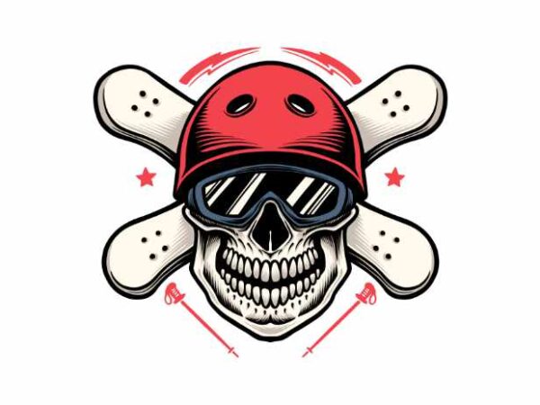 Skull ski t shirt template vector