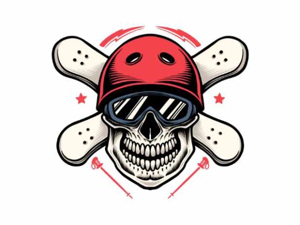 Skull ski t shirt template vector