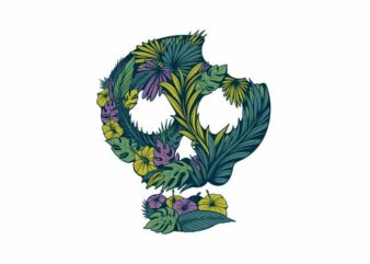 Skull Floral t shirt template vector