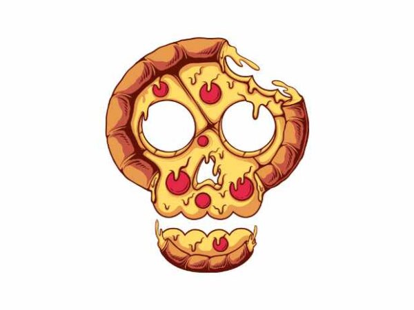 Skull Pizza t shirt template vector