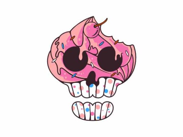 Skull cupcake t shirt template vector