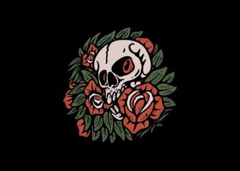 Skull Flower t shirt template vector