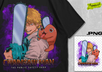 #12 Chainsaw Man Tshirt Design , Denji Chainsaw Anime T shirt design PNG – anime artwork – anime streetwear tshirt design for sale – best selling anime tshirt design – trending anime tshirt design
