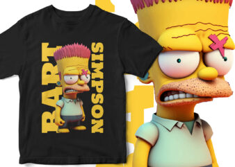 Bart Simpson, Angry and Hurted, Graphic T-Shirt Design, 3d Simpson Character