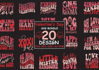 Retro Valentine’s Day SVG Bundle t shirt design online