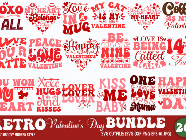 Retro valentine’s day svg bundle,retro, valentines day, valentines, heart, valentine, love, vintage, cute, xmas, day, romance, christmas, pink, romantic, valentine day, tiger, vintage lettering, retro lettering, matchbox, retro heart, retro t shirt design online