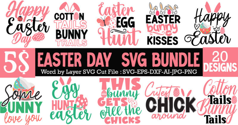 Easter Day Svg Bundle, Easter Sublimation Bundle, Easter Quotes Svg, Happy Easter Day Svg, Hello Spring Svg,Easter Day T-Shirt Bundle, Easter Day SVG Bundle, Happy Easter Day T-Shirt Design ,Happy