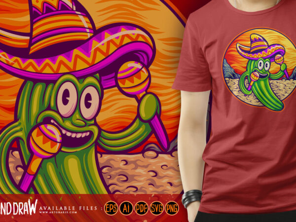 Cactus cinco de mayo mexican cartoon illustrations t shirt vector file