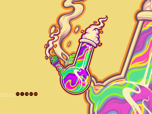 Cannabis smoke glass bong illustrations t shirt vector file
