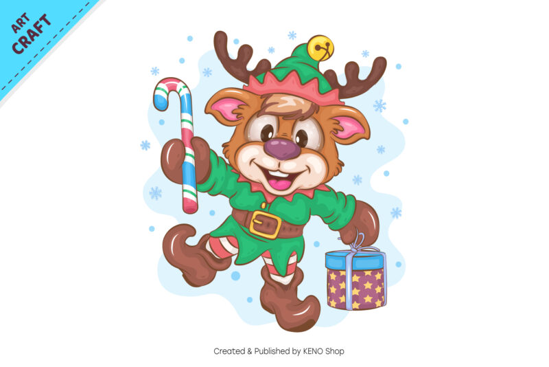 Cartoon Deer Elf. Clipart