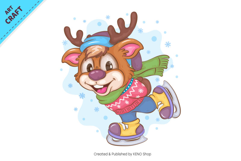 Set of Cartoon Deers 03. Clipart.