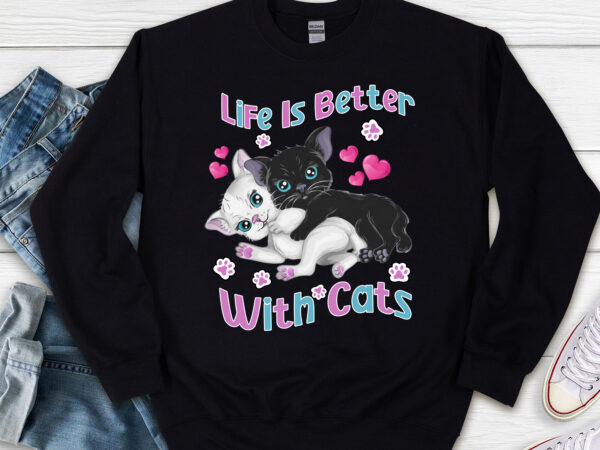 Cat lovers life is better with cats valentine_s day cat mom nl t shirt vector file