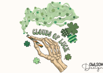 Clouds Of Luck Skeleton Patricks Day PNG t shirt vector file