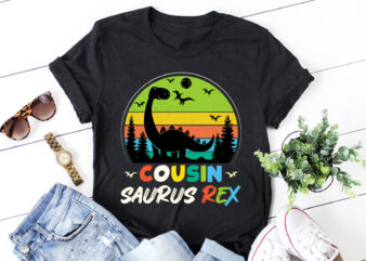 Cousin Saurus Rex Dinosaur Kids T-Shirt Design