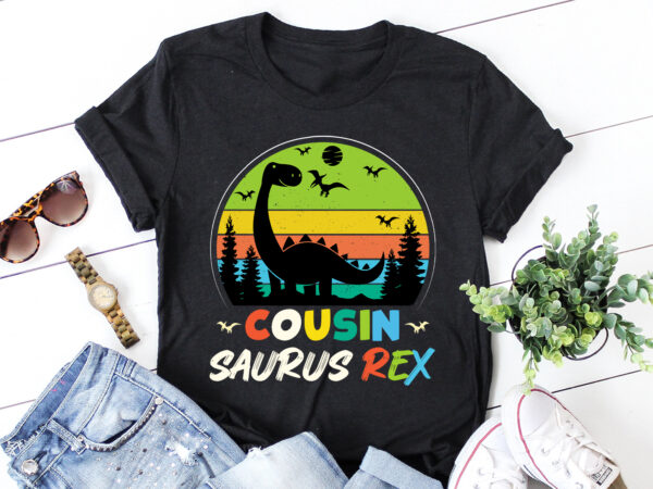Cousin saurus rex dinosaur kids t-shirt design