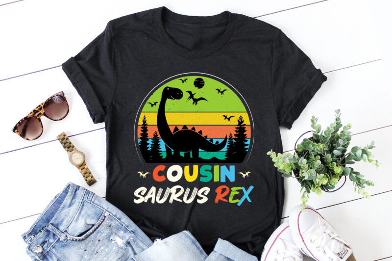 Cousin Saurus Rex Dinosaur Kids T-Shirt Design