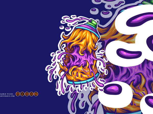 Creepy monster graffiti spray paint cans illustration t shirt vector file Creepy monster graffiti spray paint cans illustration t shirt vector file